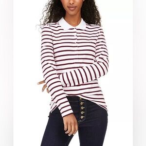 Tommy Hilfiger Striped Long Sleeve Polo Shirt Women’s L Cotton